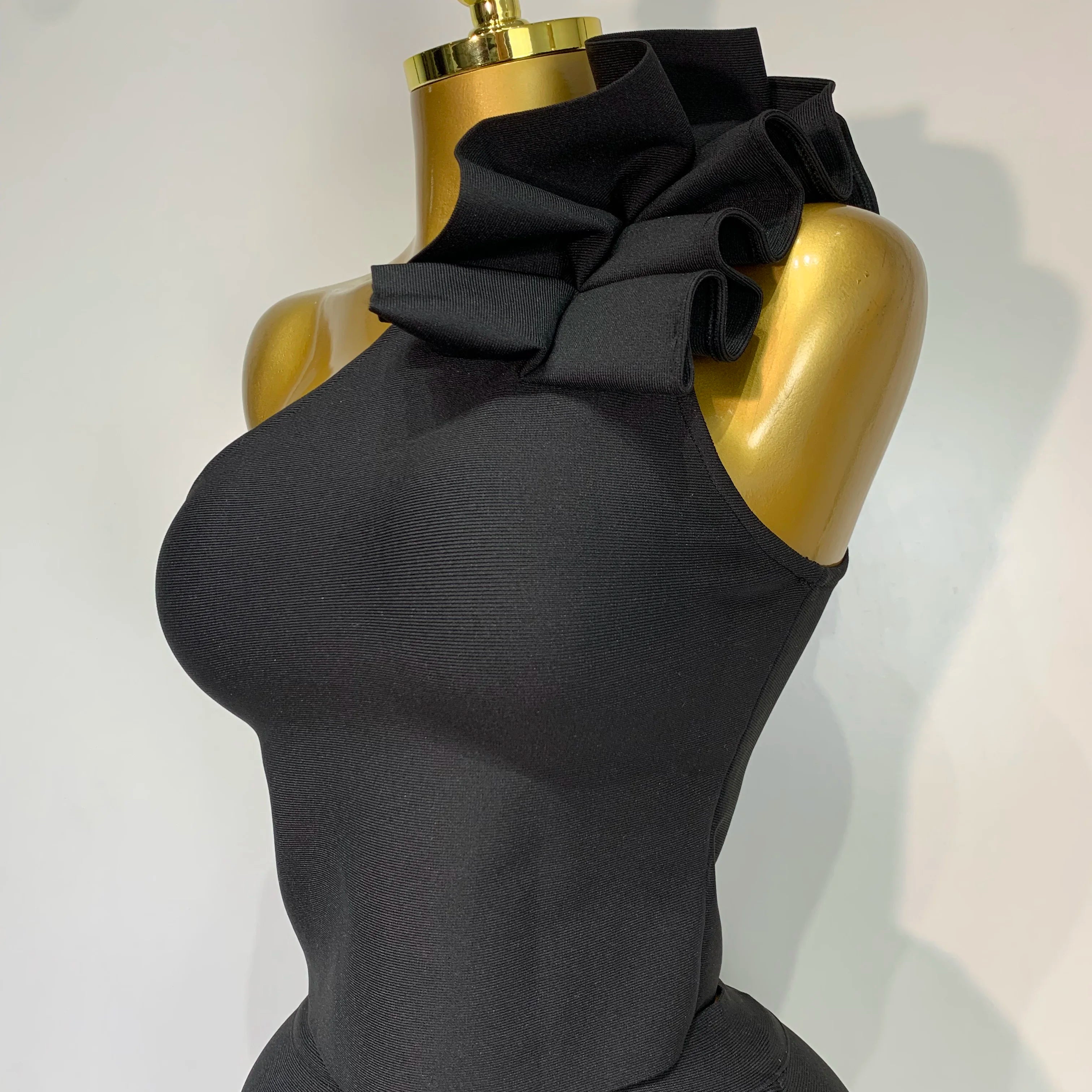 Women Sexy Sleeveless Ruffles One Shoulder Bandage Two Piece Set Fancy Club Evening Celebrity Elegant Party Bodycon Vestidos