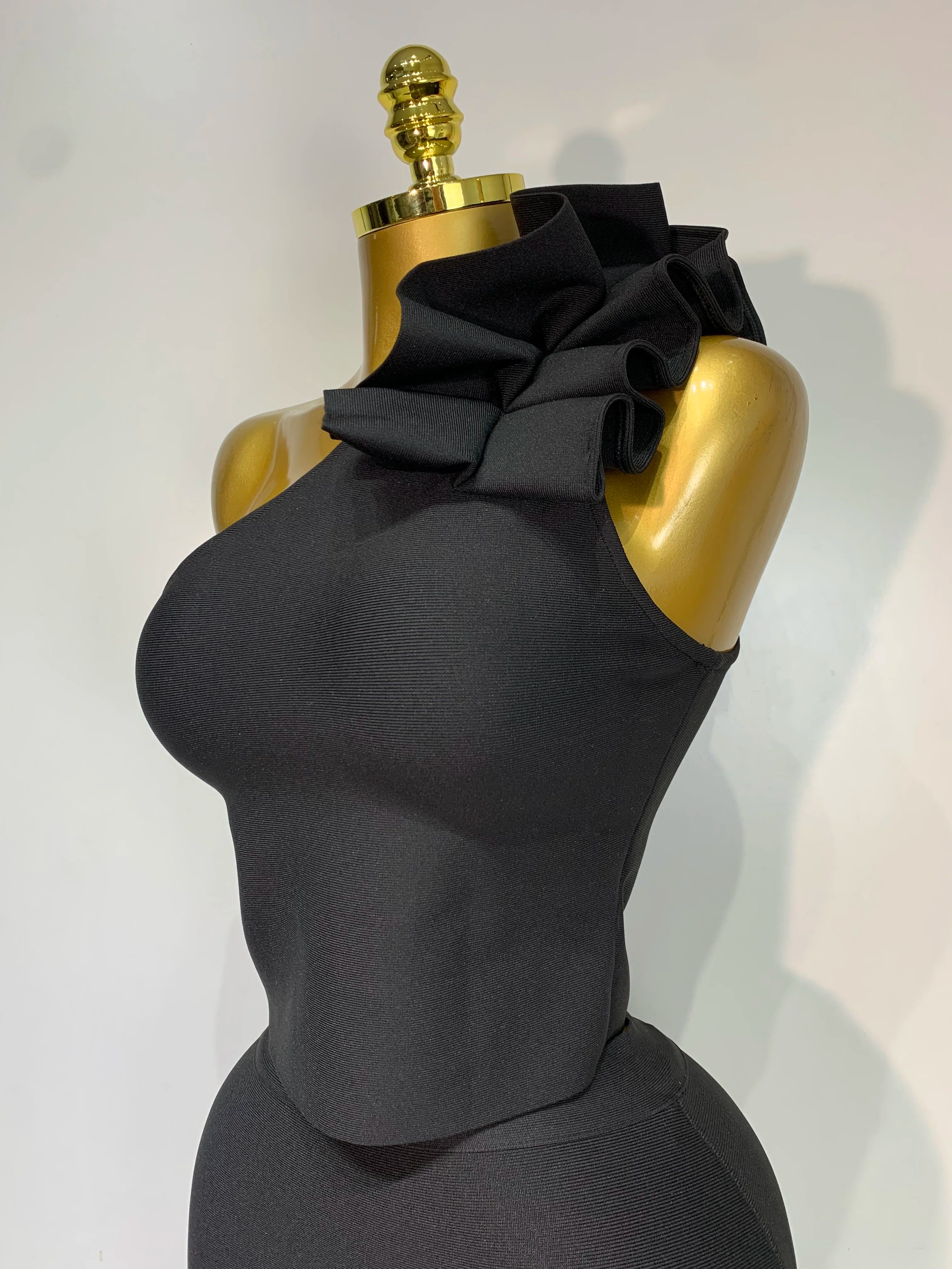Women Sexy Sleeveless Ruffles One Shoulder Bandage Two Piece Set Fancy Club Evening Celebrity Elegant Party Bodycon Vestidos