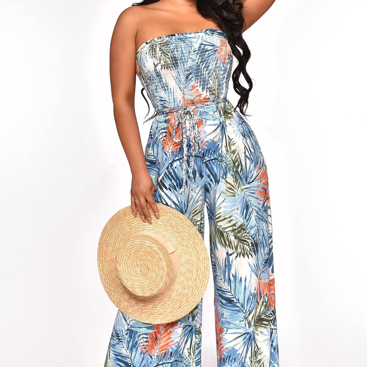 Sexy Tube Jumpsuits One Piece Rompers 2024 Women Summer Vacation Clothes Elegant Bodycon Wide Leg Pant Sleeveless Jumpsuit