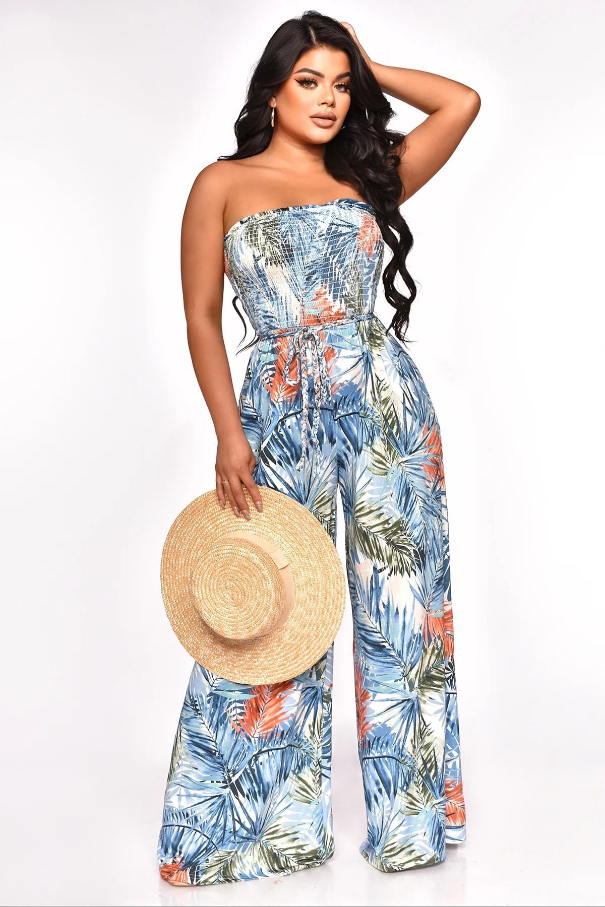 Sexy Tube Jumpsuits One Piece Rompers 2024 Women Summer Vacation Clothes Elegant Bodycon Wide Leg Pant Sleeveless Jumpsuit