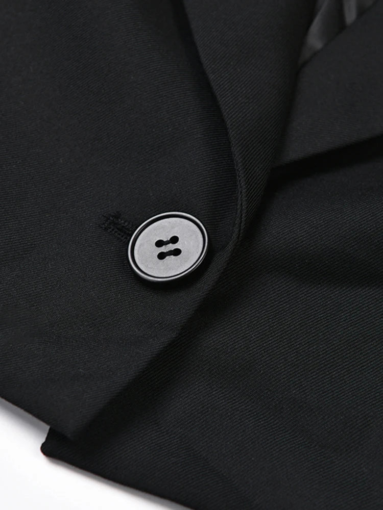 Colorblock Patchwork Denim Casual Coats For Women Lapel Long Sleeve Spliced Button Coat Female Fashion Clothing New