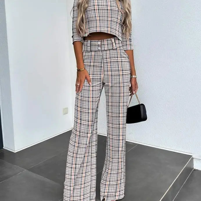 2024New Fashion Women's Elegant Small High Neck Casual Shorts Top Pocket Micro Horn Elegant Pants Set Mixed Color