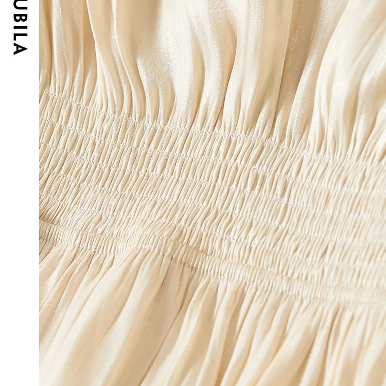 Sentubila Vintage Elegant Dresses for Women 2024 Summer Fashion V-Neck Empire Puff Sleeves A-Line Long Dresses Women Clothing