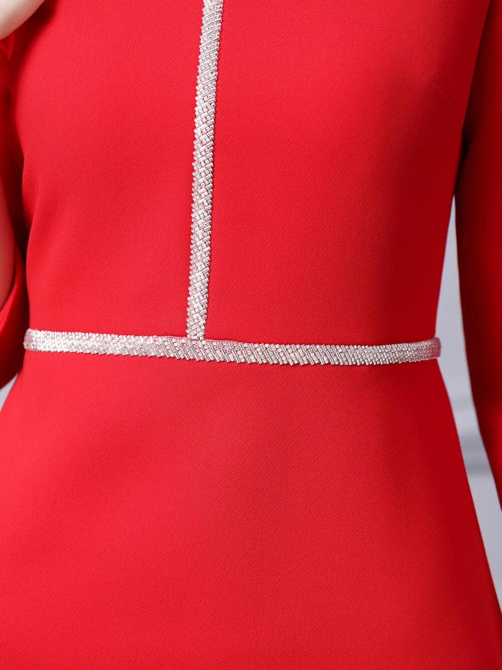 ZJYT Autumn Fashion Beading Party Formal Occasion Dresses for Women 2024 Elegant Christmas Red Midi Vestidos Fiesta Aline Robe