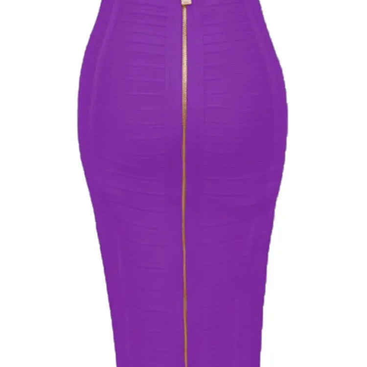 STOCK All Match Style 15 Colors Golden Zipper Package Hips Knee Length Bandage Skirt Fashion Office Lady Wear Woman Basics item PURPLE