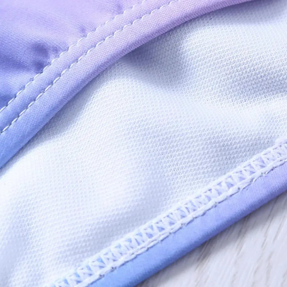 2Pcs/Set Split Bikini Gradient Color Shell Appearance Two-piece High Stretch Off Shoulder Swimwear for Beach