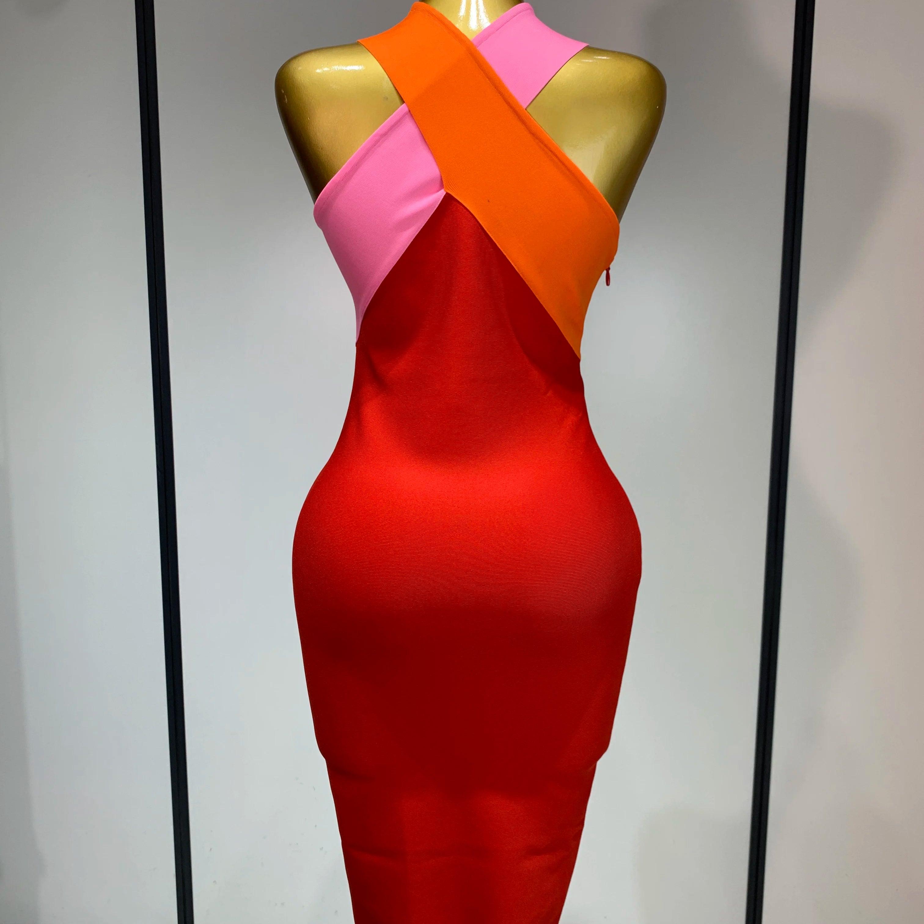 Women Sexy Backless Patchwork Bodycon Bandage Dress 2025 Celebirty Elegant Evening Party Carnival Luxury Birthday Dresses
