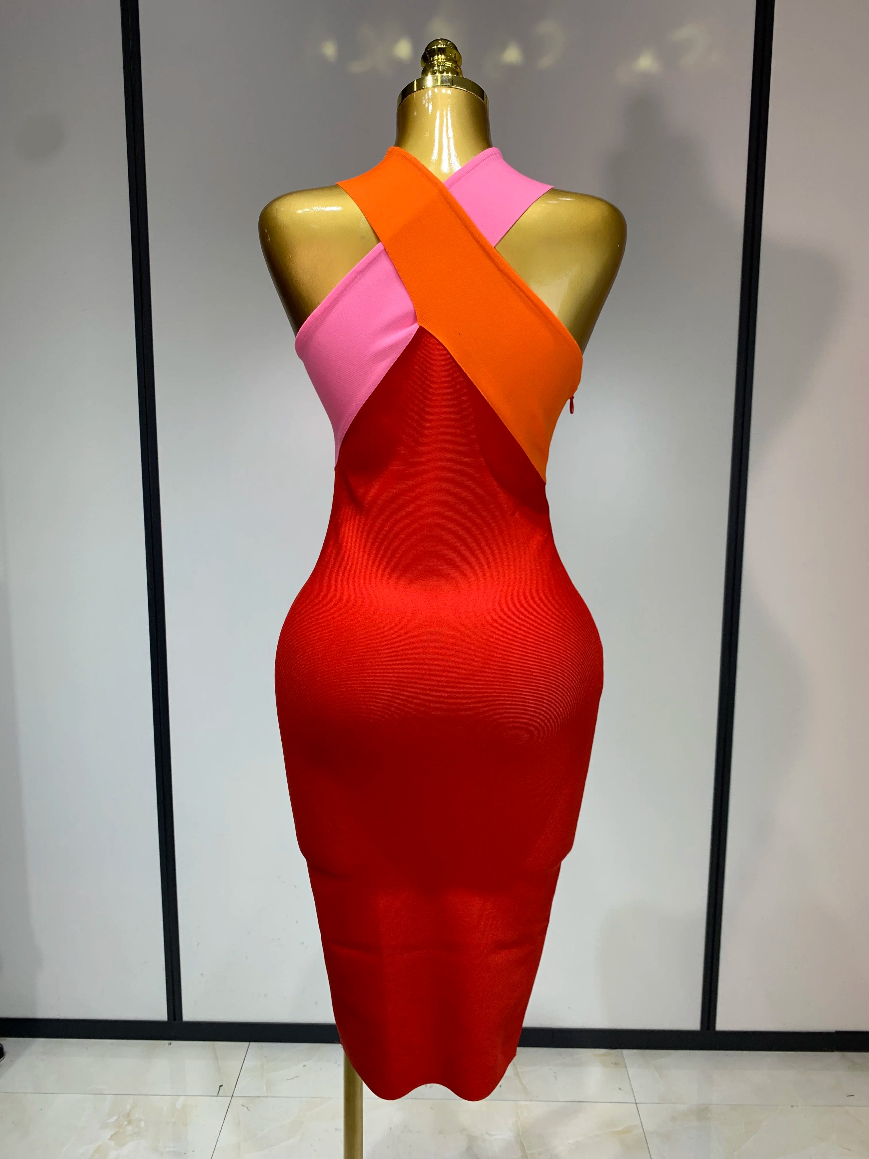 Women Sexy Backless Patchwork Bodycon Bandage Dress 2025 Celebirty Elegant Evening Party Carnival Luxury Birthday Dresses