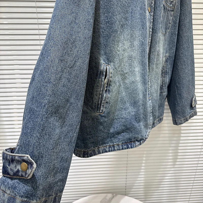 Winter New Vintage Pocket Design Cotton Lined Loose Denim Short Jacket For Women Loose Versatile Coat Female 11A07842