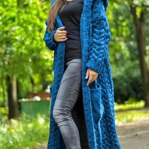 Spring Autumn New Women Fashion Hooded Cardigan Coat Casual Knitted Sweater Jacket for Women Plus Size S-5XL G1B000BB
