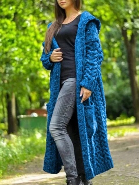 Spring Autumn New Women Fashion Hooded Cardigan Coat Casual Knitted Sweater Jacket for Women Plus Size S-5XL G1B000BB