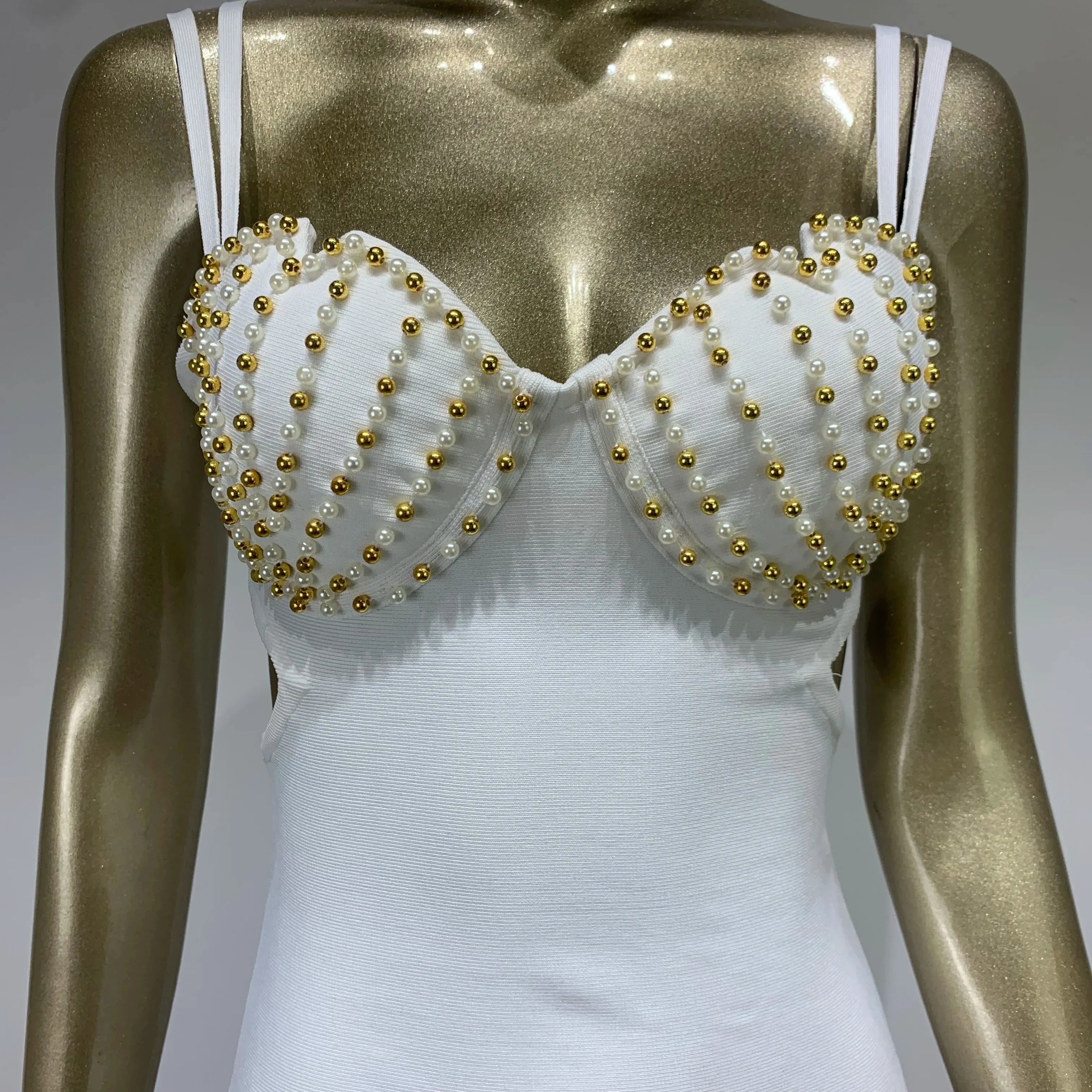 New Summer Women Sexy V Neck Beading White Black Bodycon Midi Bandage Prom Dress Elegant Evening Cocktail Party Dresses