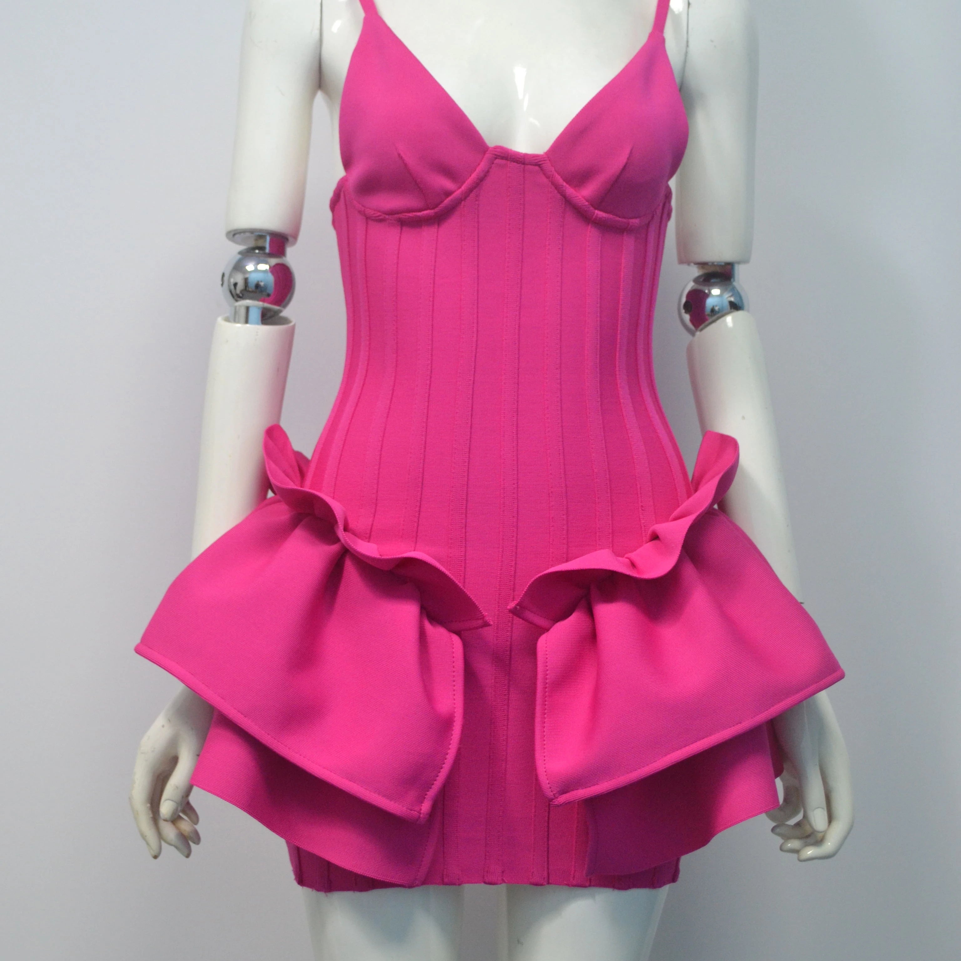 Black Red White Ladies HL Bandage Dress Strap V-Neck Bodycon Mini Dress Ball Grown Fashion Girls' Birthday Party Dress Vestido