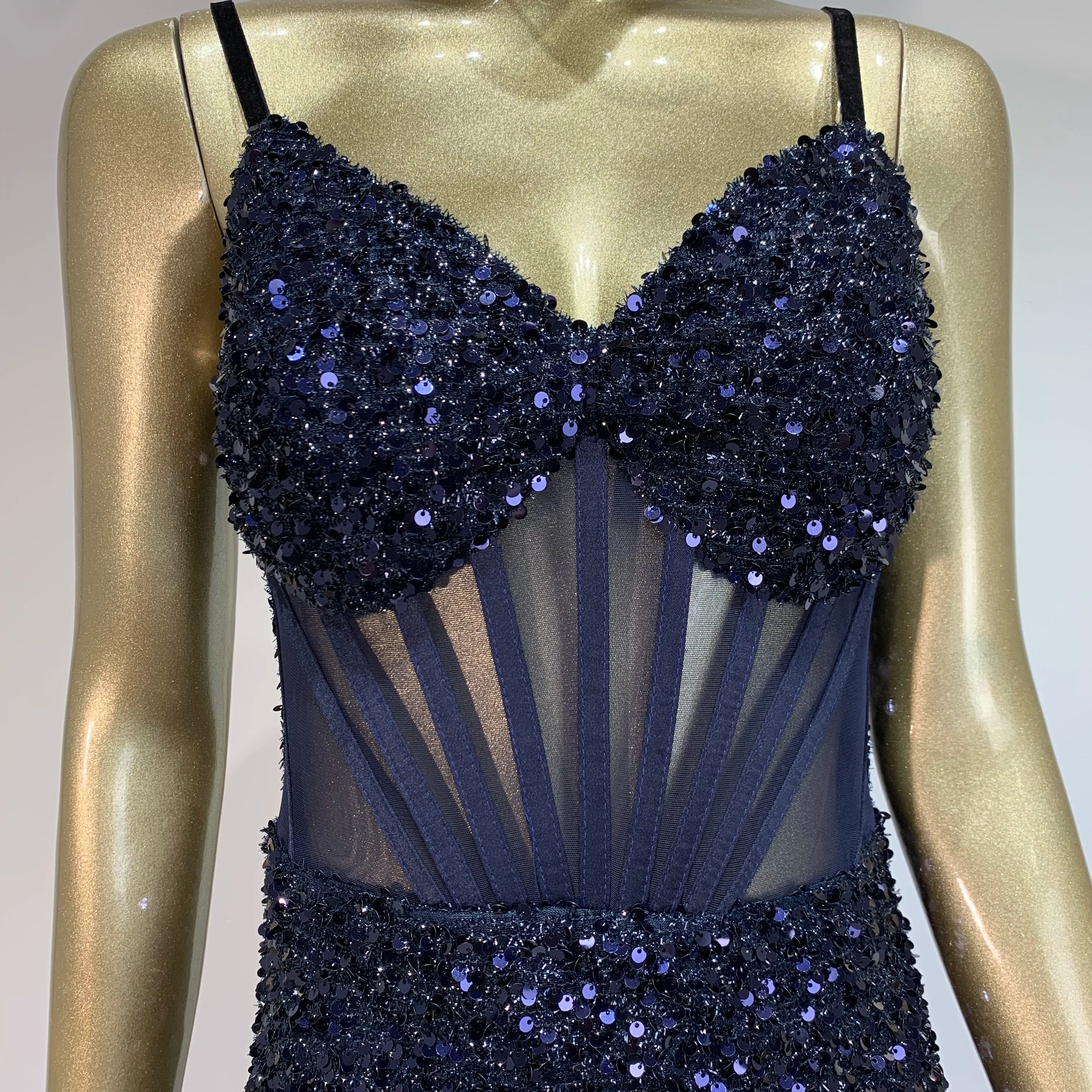 Women Summer Sexy V Neck Mesh Sequins Blue Feather Maxi Long Dress 2024 Elegant Party Evening Stage Performance Dress Vestido