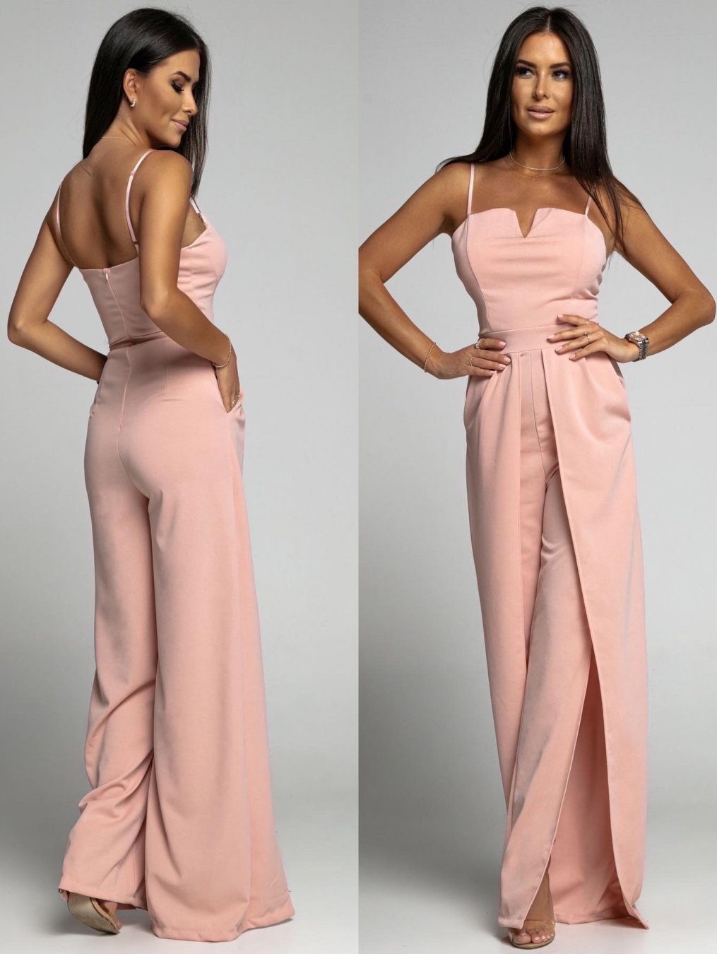 Summer Fashion Jumpsuit Women Sexy Suspender Bra Sleeveless High Waist Split Wide Leg Pants Elegant Temperament Jumpsuit Women