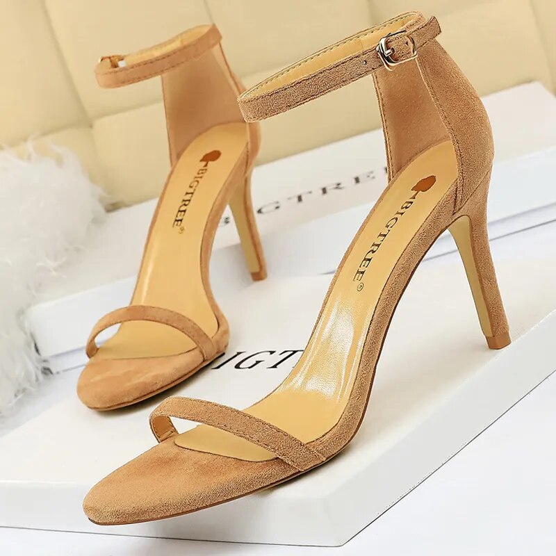 Shoes Summer Women Sandals Suede Hollow High Heels Stiletto Fashion Sandles Women Heels Ladies Shoes Women's Sandals