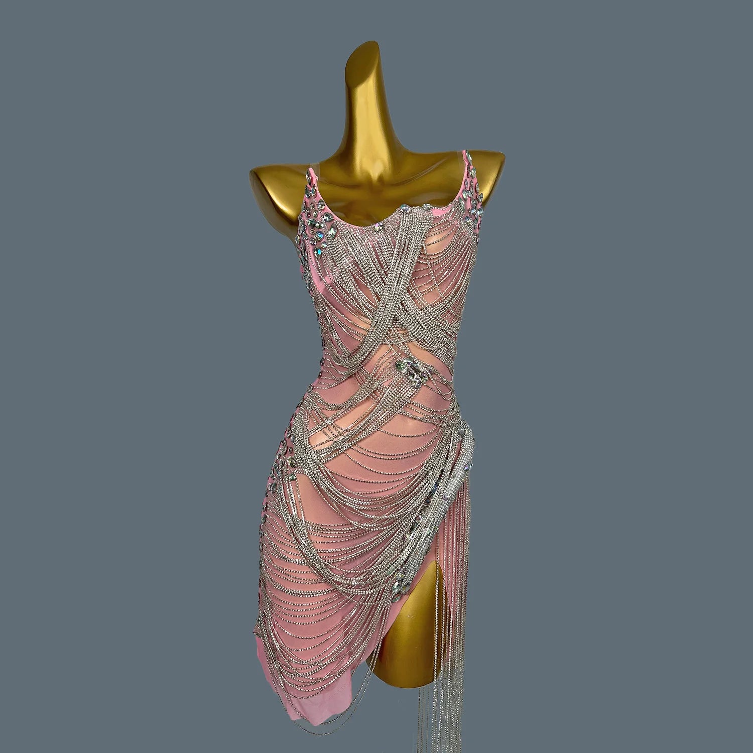 Sexy Halter Diamond Black Girls Party Mini Dress Luxury Tassel Beads Draped Cocktail Dress For Women Birthday Party Dress Luoli Pink