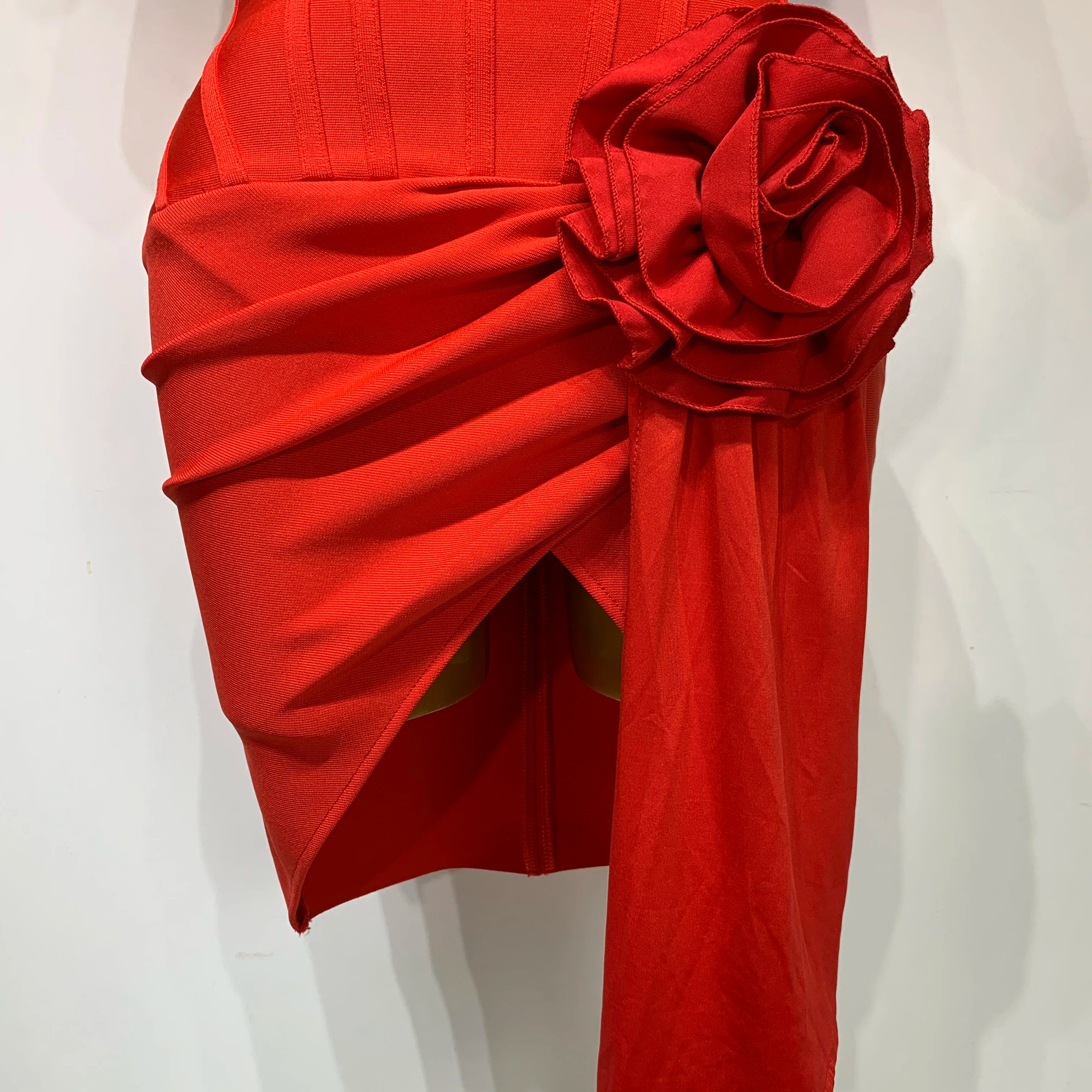 Women Sexy Short Sleeve Square Collar Bodycon Mini Bandage Dress Celebrity Red Carpet Dress Flower Luxury Birthday Outfit