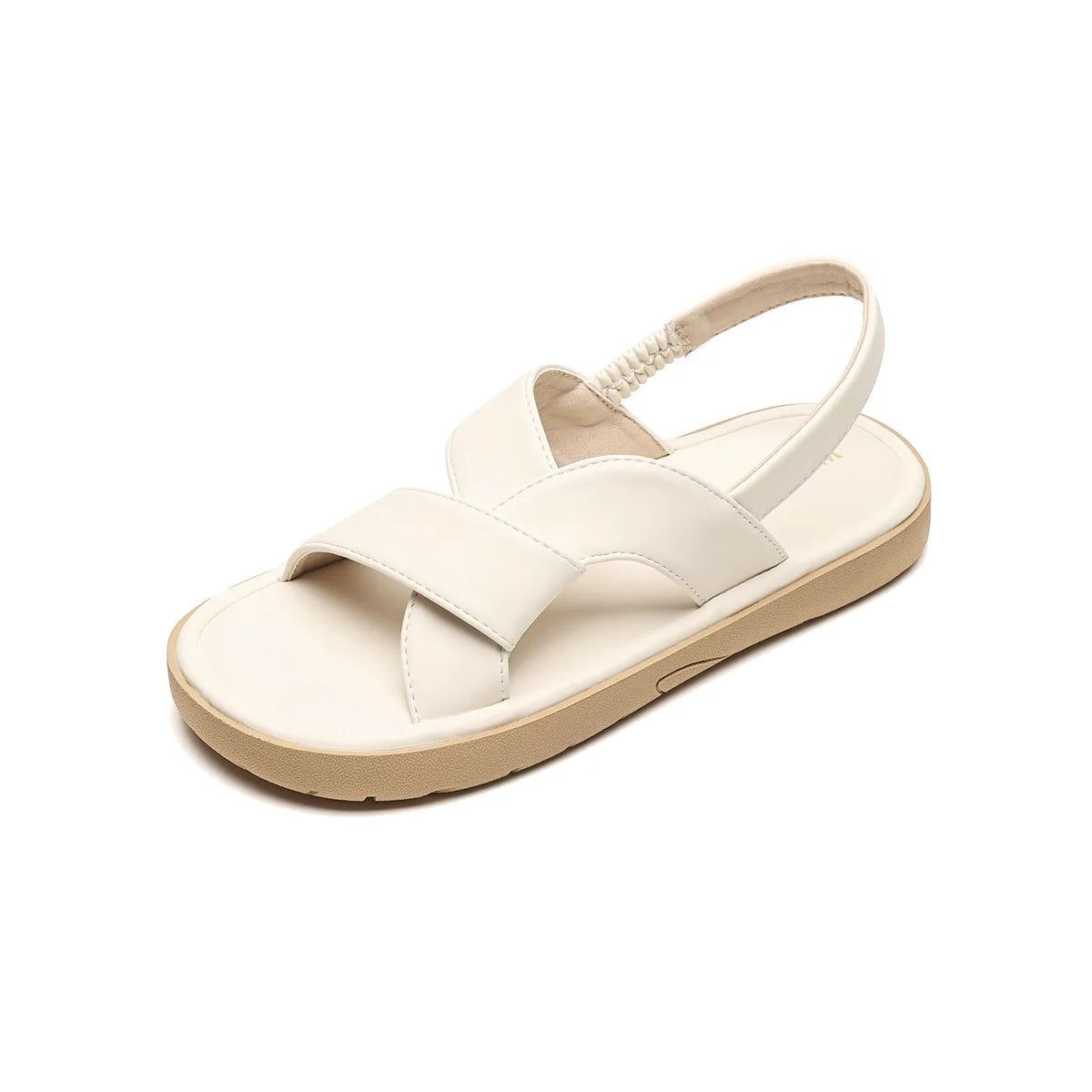 2024 Summer Women's Outdoor Flat Sandals Korean Style Simple Fashion Flat Shoes Ladies Casual Shoes Size 41-43 Ivory