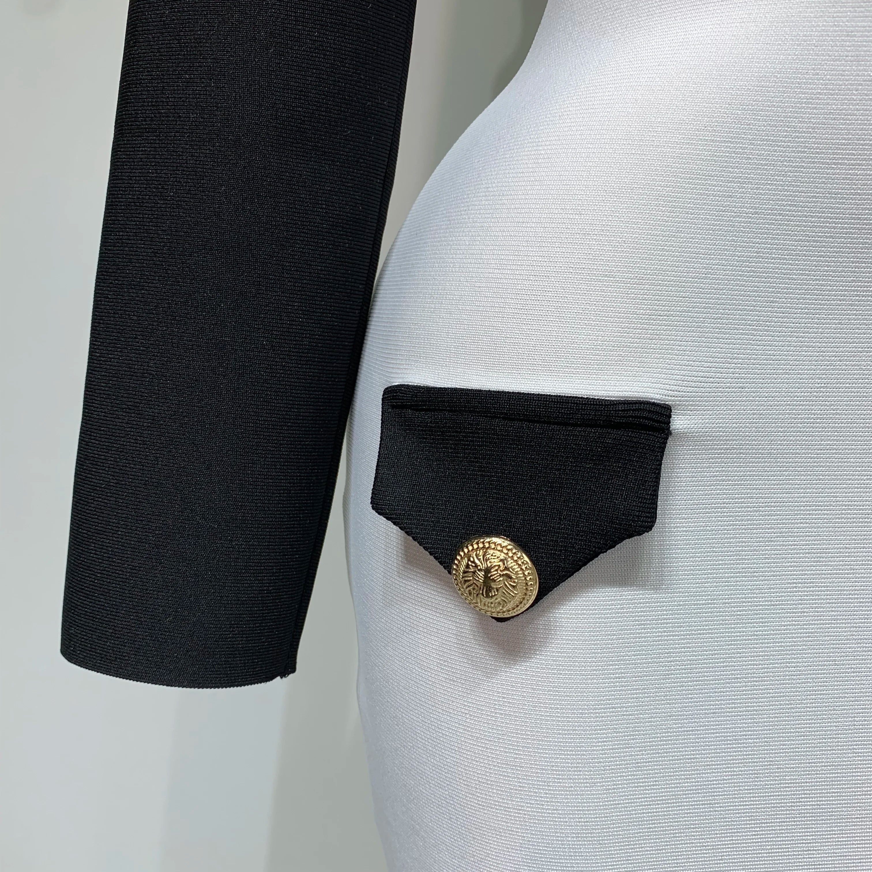 Women Long Sleeve Elastic Bodycon Short Bandage Dress 2025 High Street Office Lady Formal Elegant Business Club Party Dresses