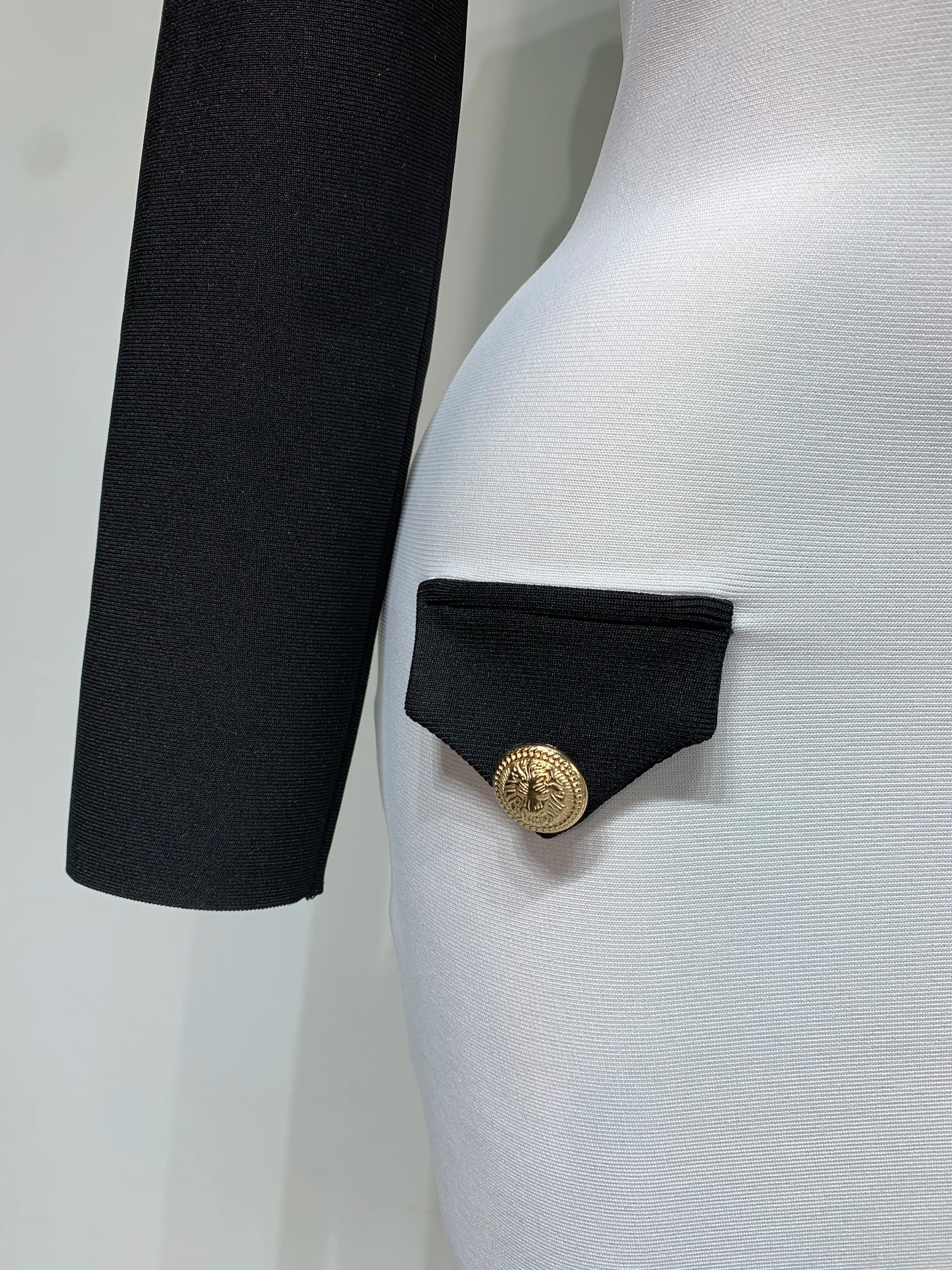 Women Long Sleeve Elastic Bodycon Short Bandage Dress 2025 High Street Office Lady Formal Elegant Business Club Party Dresses