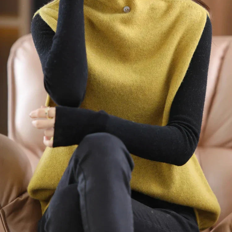 Turtleneck Waistcoat Women's Knitted Vest New Autumn And Winter Sleeveless Top Sweater JQ137