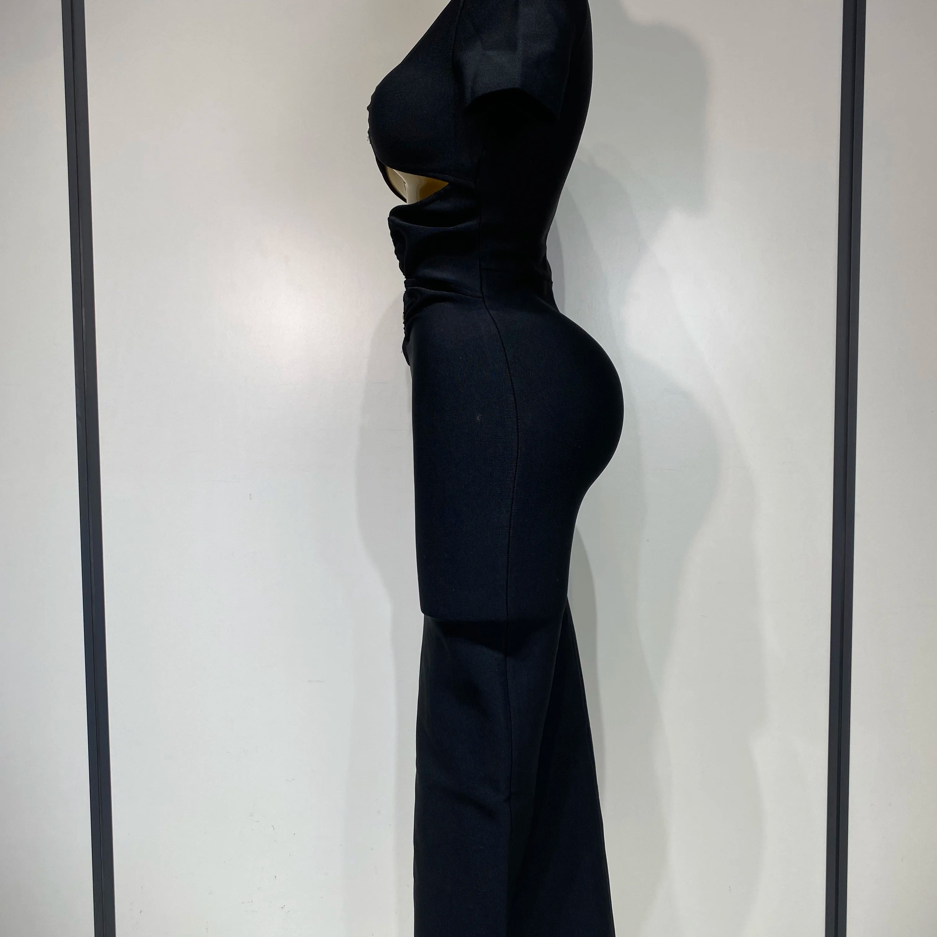 Women Sexy Cut Out Short Sleeve Bodycon Long Dress 2025 Party Evening Celebrate Birthday Black Bandage Knitted Club Prom Gown