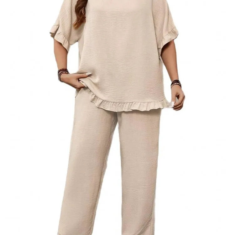 2 Piece Women Sets 2025 Plus Size Summer Autumn Matching Sets Top And Pants Suits Outfits Oversized Clothing