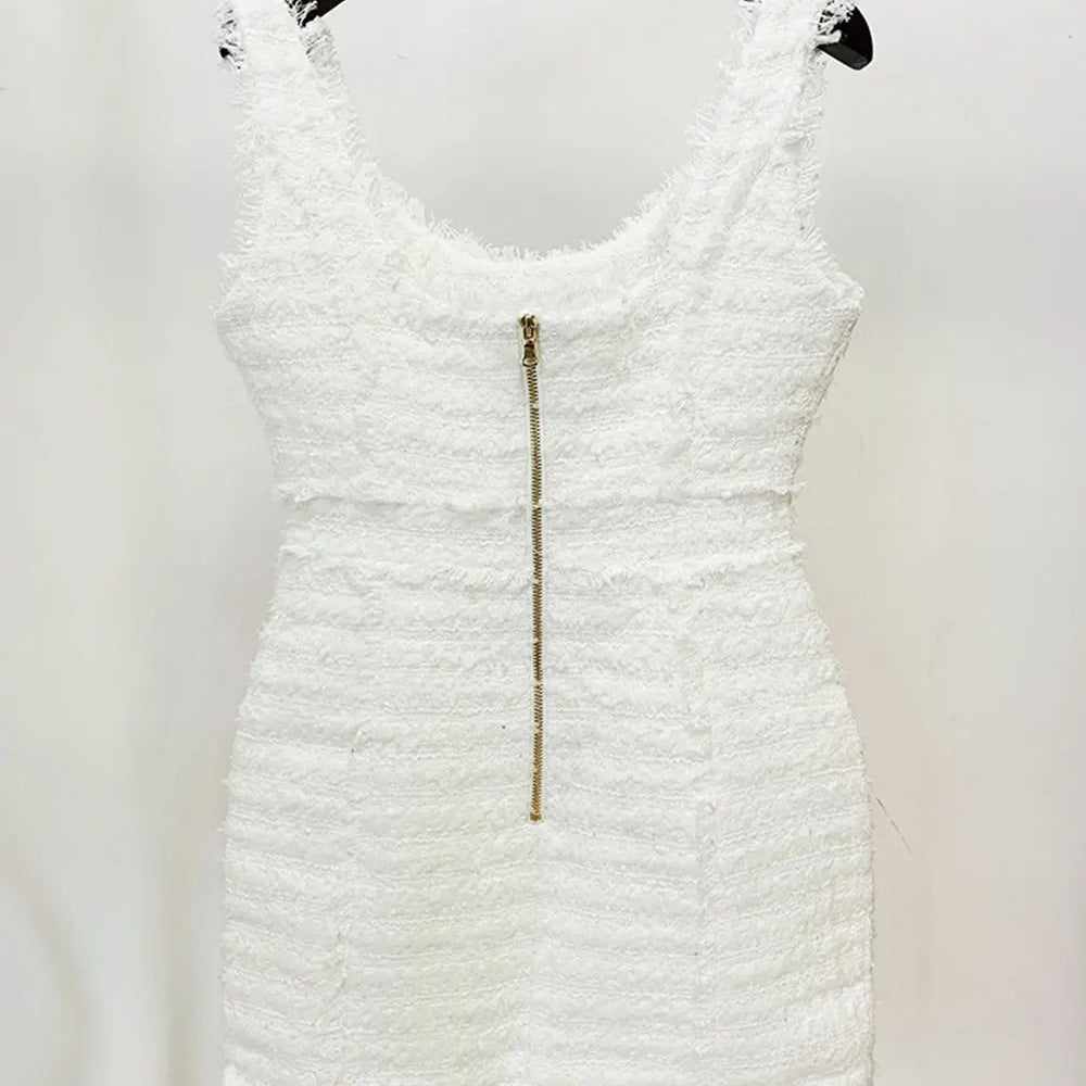 2024 Elegant Women's Button Design Dress Camisole Sleeveless Slimming Mini Dress Celebrity Cocktail Evening Party Vestidos