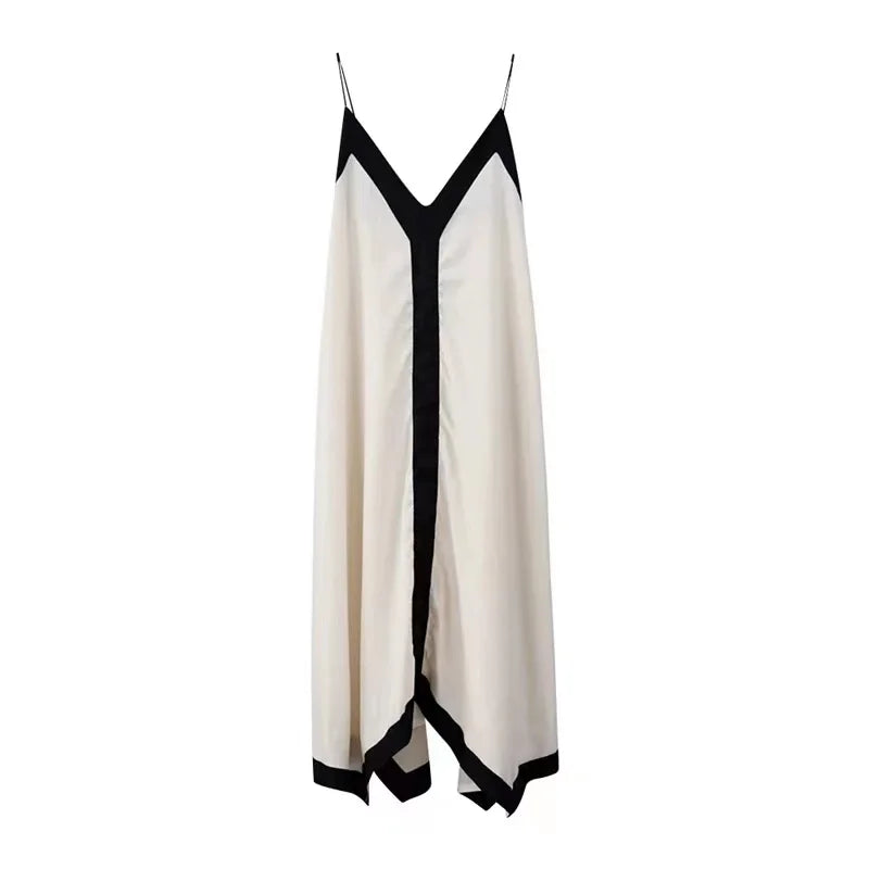 Black White V Neck Maxi Dress Solid Color Elegant Women's Swimsuits Cover Up Fashion Luxury Swimwear Bathing Suit Beachwear