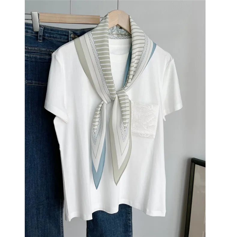 135cm Twill Silk Scarf Women Bandana Scarf Design Kerchief Scarves For Ladies Fashion Shawl Echarpe