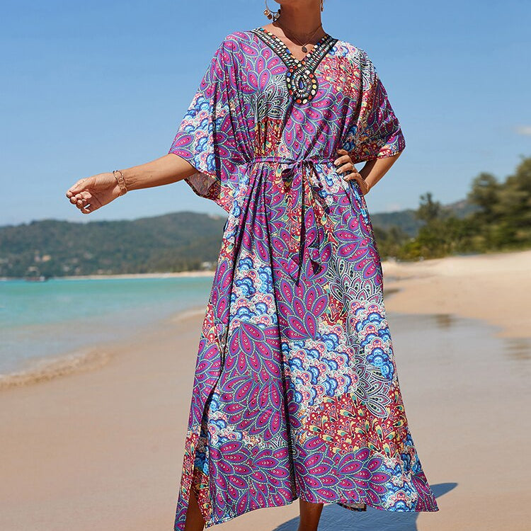 Plus Size Beach Cover Up Robe Plage Sarong Swimsuit Cover Up Pareos Color-02 One Size
