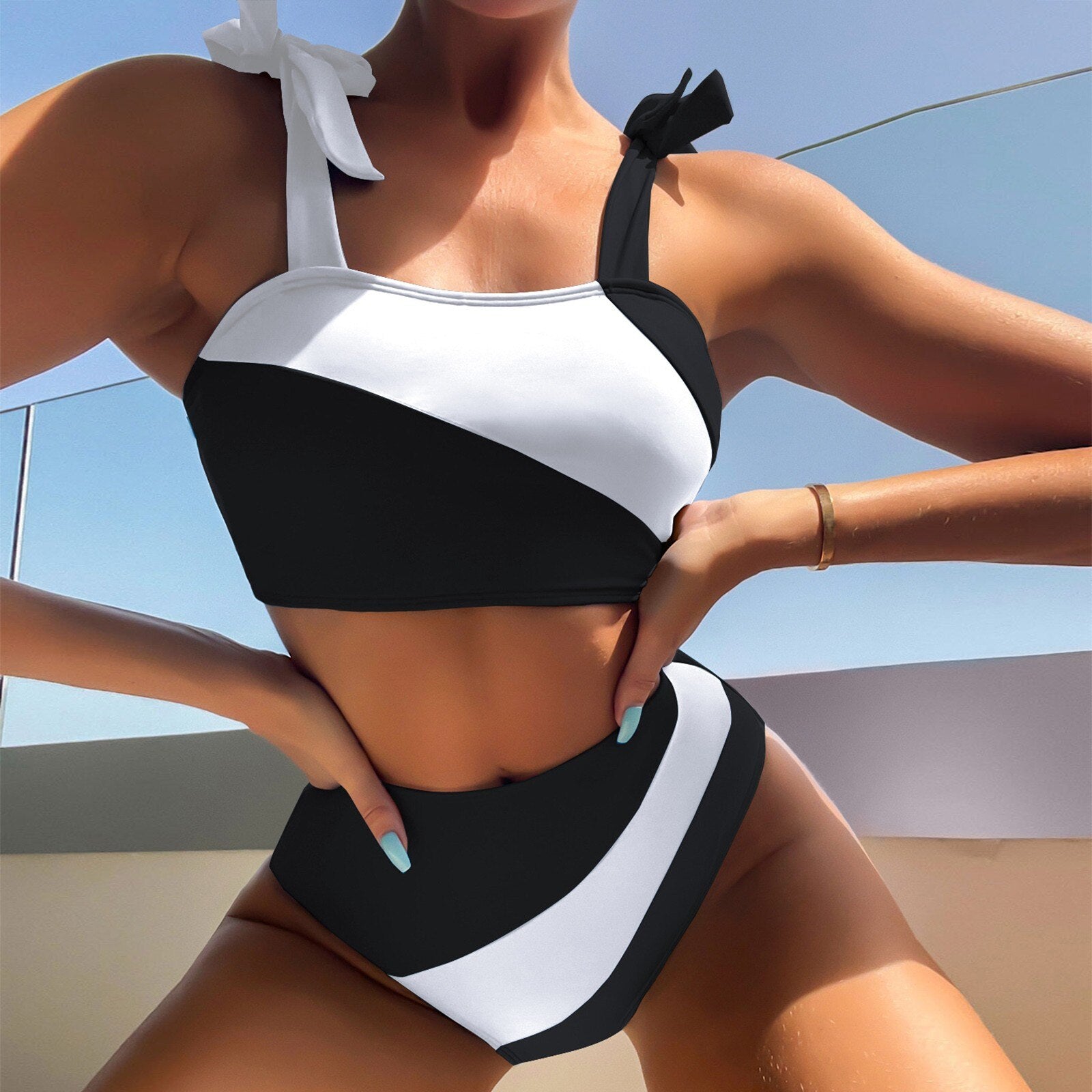 Summer Swimwear 2024 Two Piece Hot Sexy Bikini Set Black