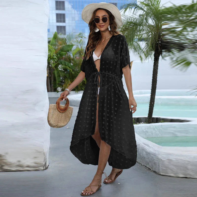 White Beach Dress Woman Black Cover Up for Swimsuit Beach Cover Woman Luxury Fashion Long Maxi Dress Outing Robe Beachwear
