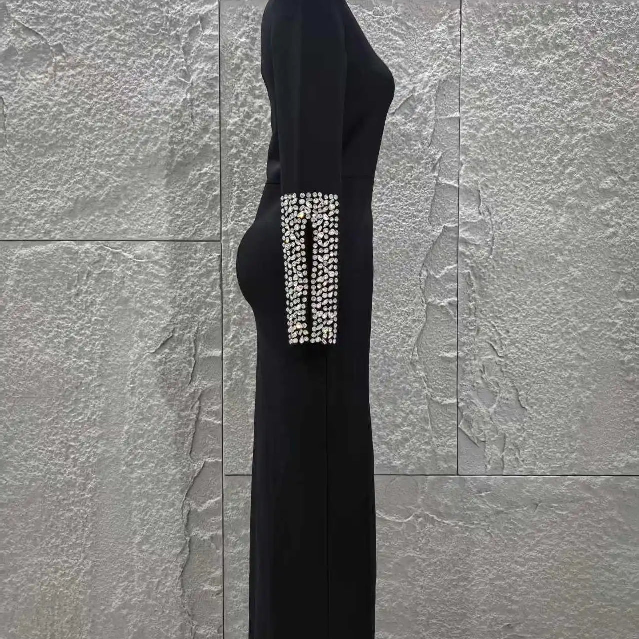 Women Long Sleeve Sexy Shinning Crystal Bodycon Long Bandage Dress Evening Party Celebrate Red Carpet Fashion Outfit Wholesale