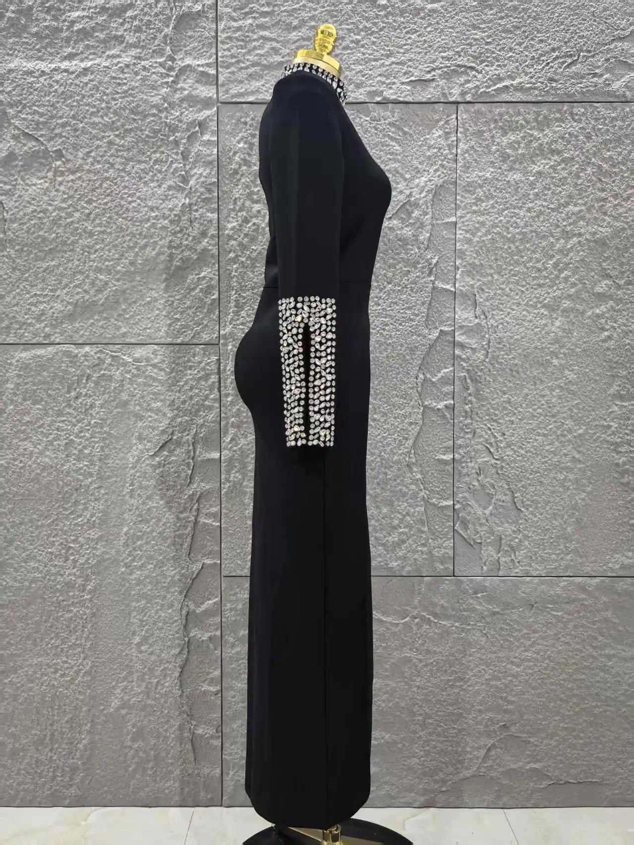 Women Long Sleeve Sexy Shinning Crystal Bodycon Long Bandage Dress Evening Party Celebrate Red Carpet Fashion Outfit Wholesale