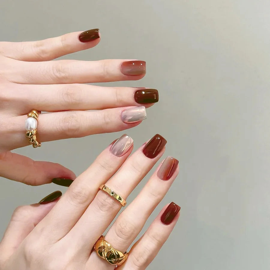 24pcs/set medium long fake nails for women starry star moon planet gradient glitter design almond ballet tip press on false nail 1922