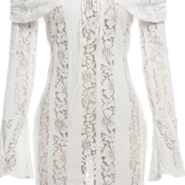 Vintage Cream Floral Lace Off Shoulder Maxi Dress Fashion Flare Long Sleeve Hollow Out Slim Dresses 2024 Elegant Lady Party Robe Silver