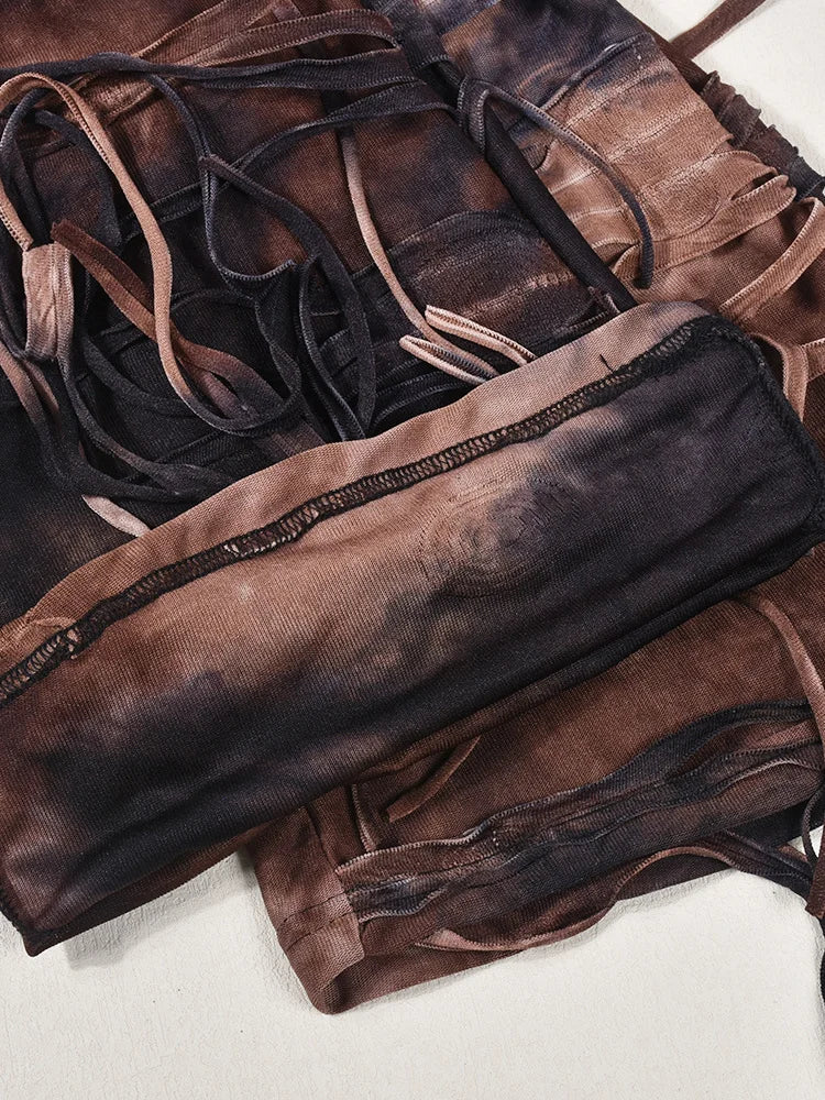 DEAT Fashion Women Casual Pant Fringe Lace-up Contract Color Slim Designer Floor-length Boot Cut Female Summer New 17A9439