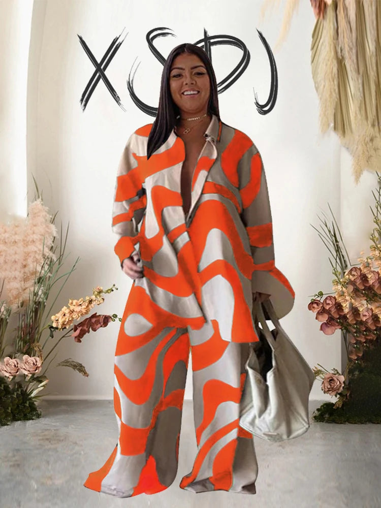 2 Piece Sets Outfits Loose T-shirt Long Pants Casual Elegant Woman Sets Female Fashion Suits Plus Size Dropshipping Wholesale