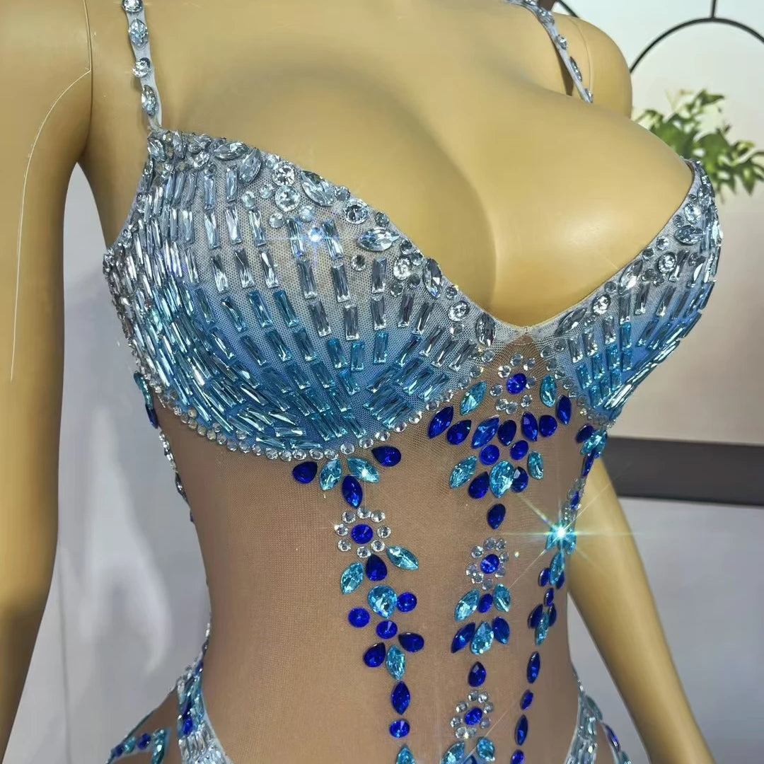 High-end Sexy Evening Gown for Women Sparkly Crystals High Side Slits Elegant Dress Birthday Prom Ball Luxury Strap Dress Jingyu