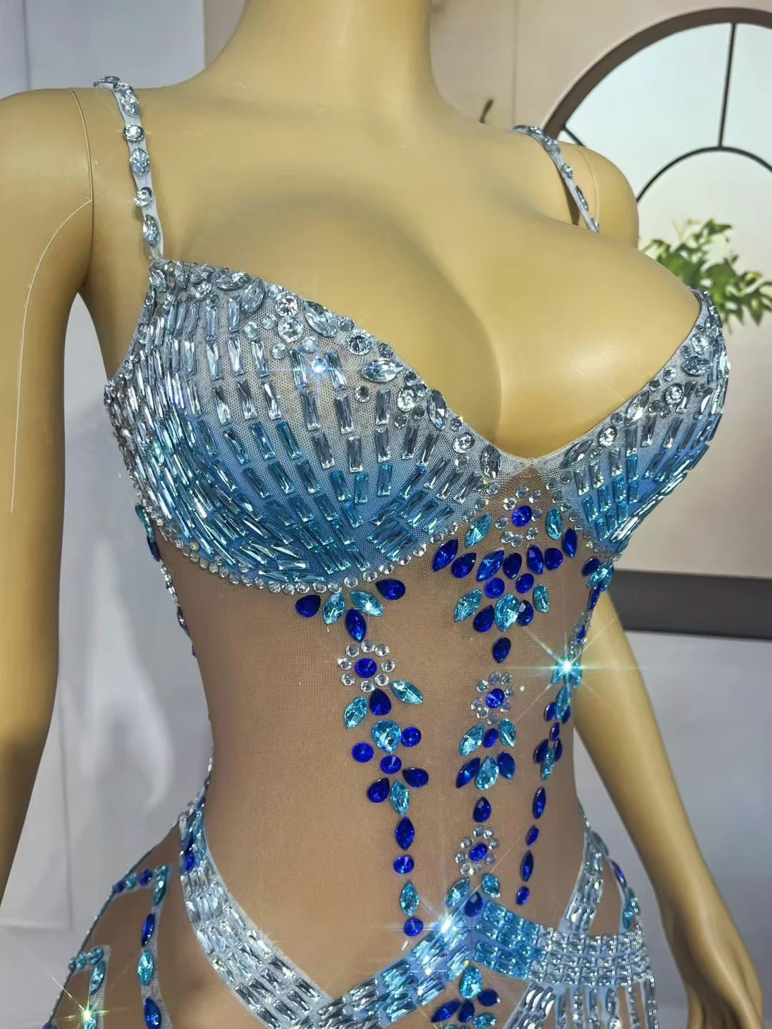 High-end Sexy Evening Gown for Women Sparkly Crystals High Side Slits Elegant Dress Birthday Prom Ball Luxury Strap Dress Jingyu