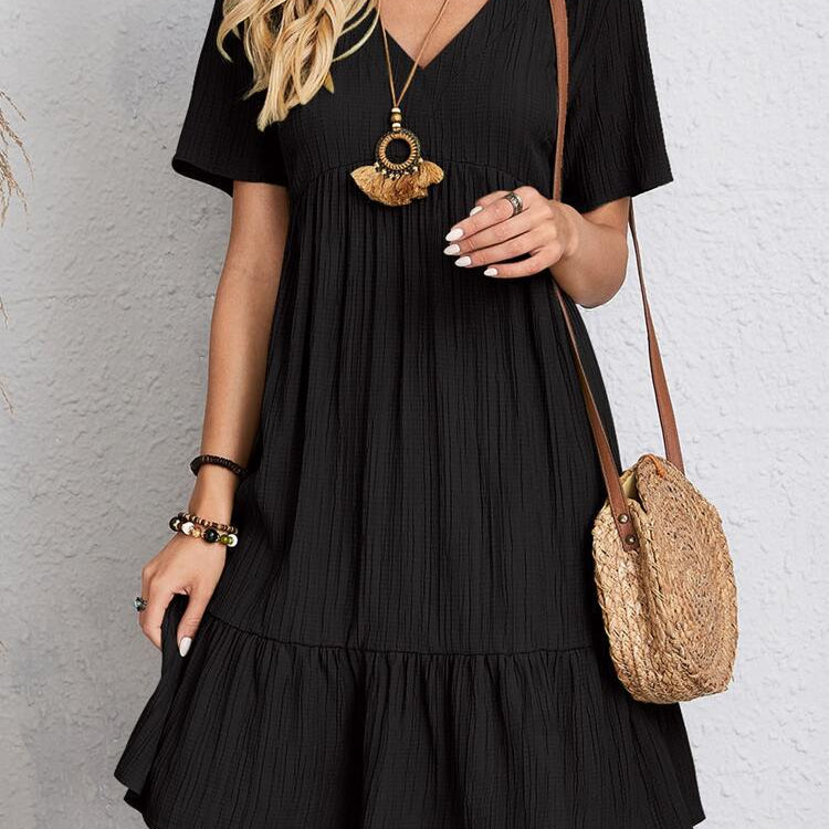 Women's Mini Dress 2024 Summer Casual O Neck Sleeveless A-line Dresses Female Fashion Holiday Beach Party Loose Dresses Vestidos EA04632-Black