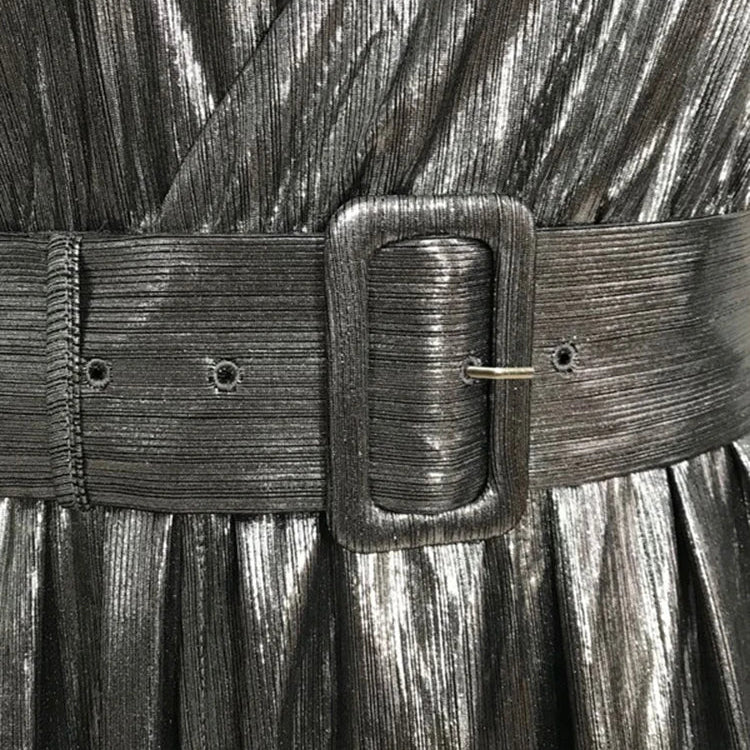 DEAT Fashion Women's Dress New Solid Diagonal Collar Sleeveless One Shoulder High Waist Split Dresses Female Summer 17A2407