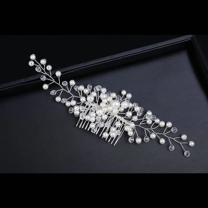 Crystal Pearl Wedding Hair Combs Hair Accessories for Bridal Hair Clips Pin Accessories Jewelry Handmade Women Head Ornaments