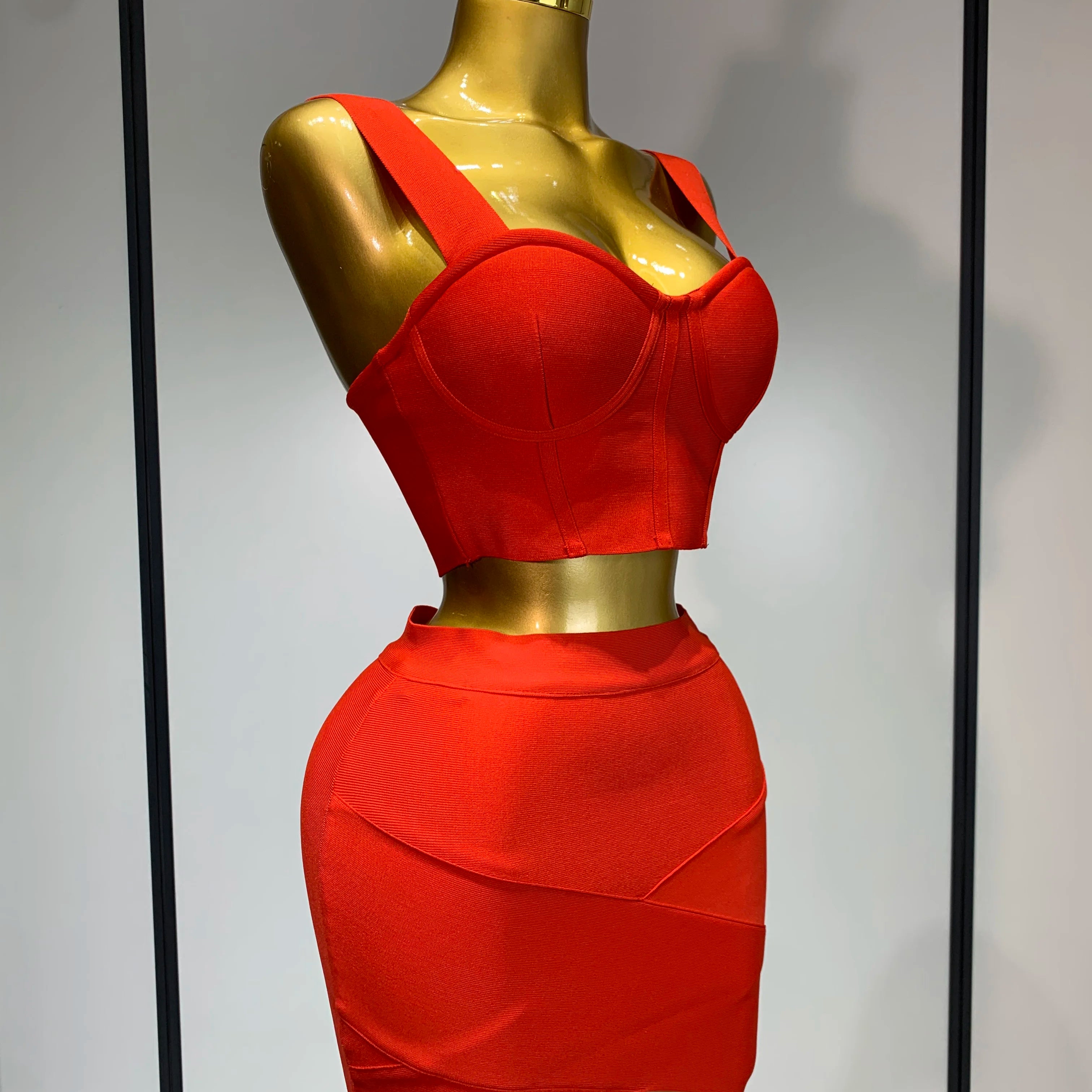 Women Sexy Backless Top Short Skirt Bodycon Bandage Two Pieces Sets 2025 Evening Party Luxury Birthday Outfit Nightclub Suits