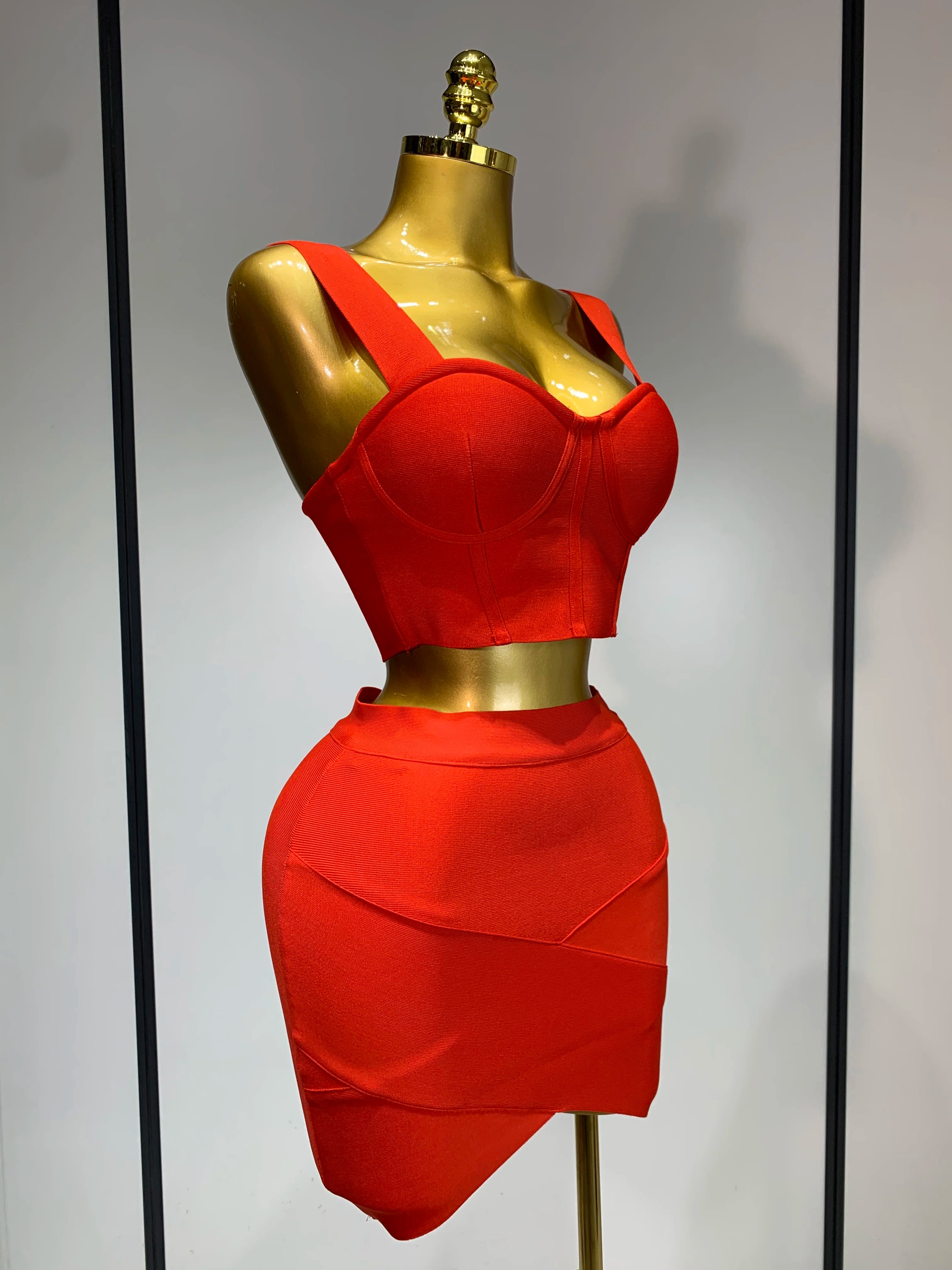 Women Sexy Backless Top Short Skirt Bodycon Bandage Two Pieces Sets 2025 Evening Party Luxury Birthday Outfit Nightclub Suits