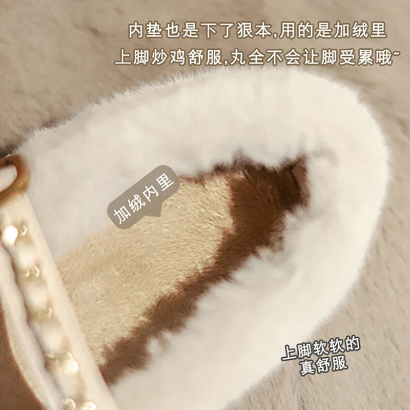 2023 winter women's outerwear shoes Plush warm anti-ski boots Ladies' casual flats fashion design party and work wear 41-43