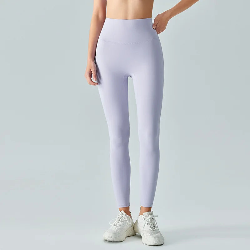 Emily Sportswear Naked High Waist Tight Yoga Pants Double-sided Brushed Peach Buttocks Lifting Running Sports Fitness Leggings lavender