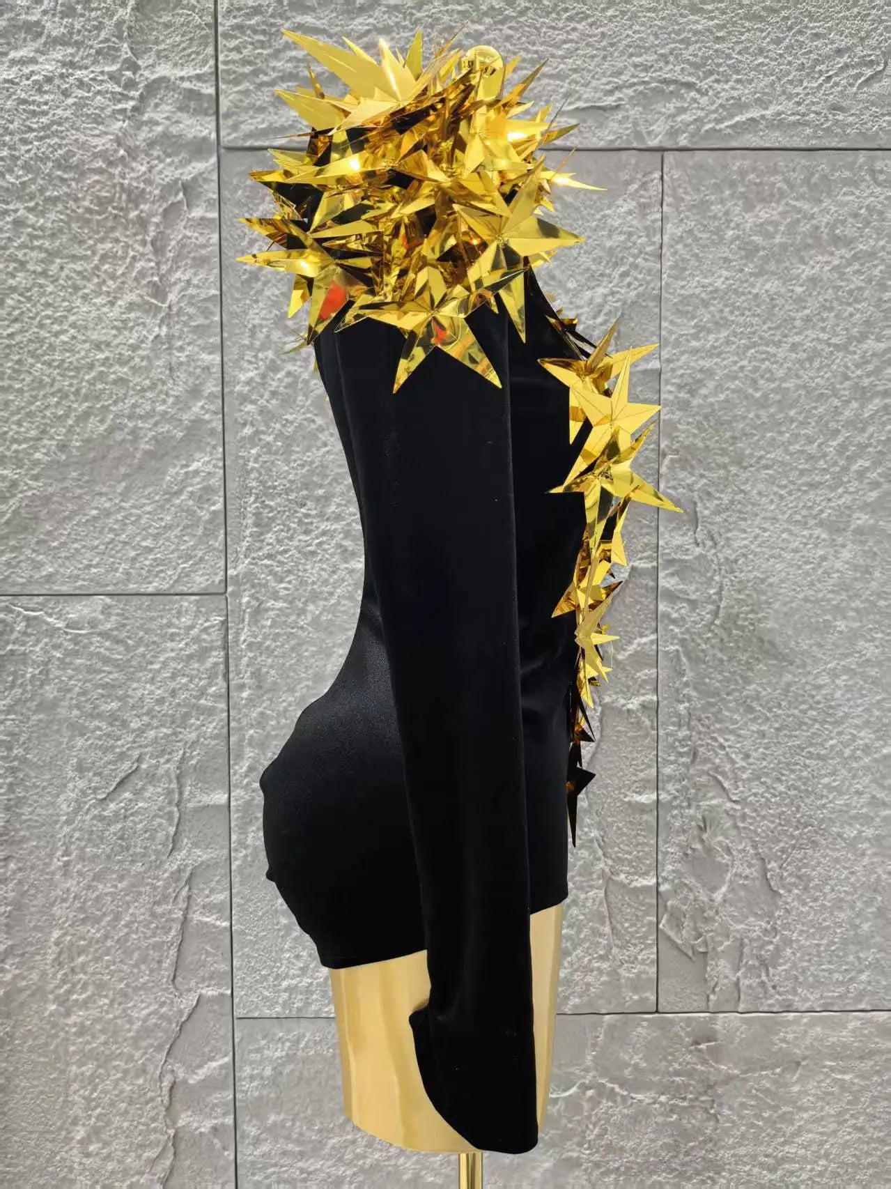 STOCK Shinning Star Sequins Women Long Sleeve Sexy High Stretch Bodycon Bodysuit Celebrate Bar Dancer Performance Costume